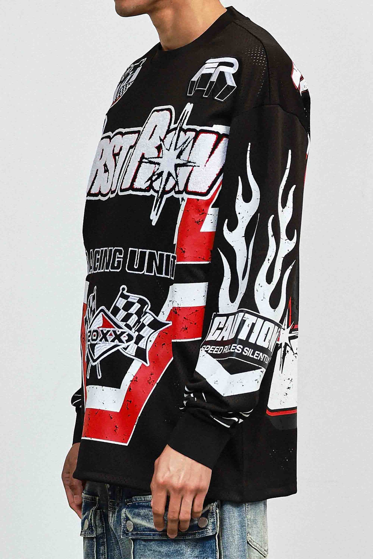 First Row Hard Racing Sport Long Sleeve Jersey Black