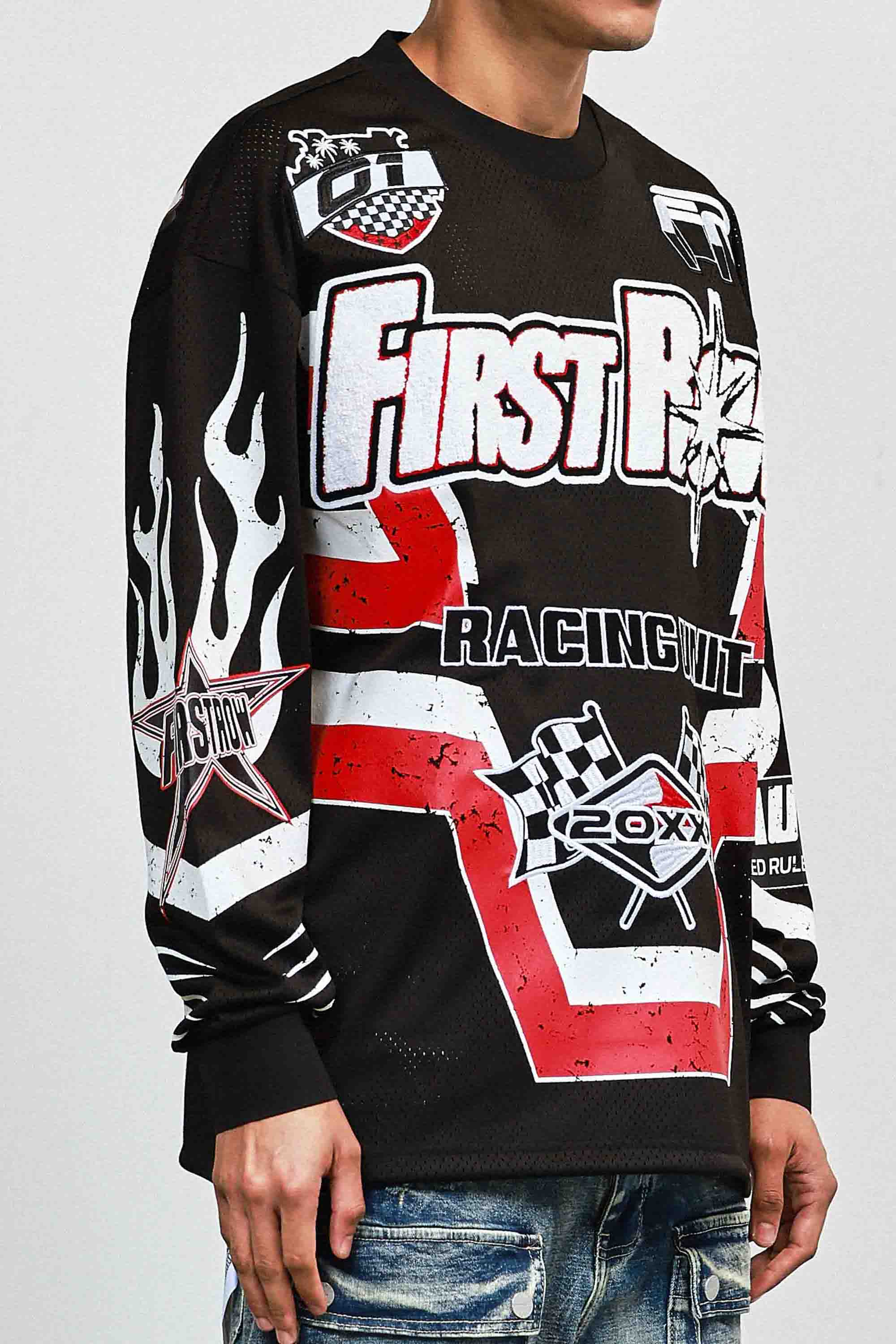 First Row Hard Racing Sport Long Sleeve Jersey Black