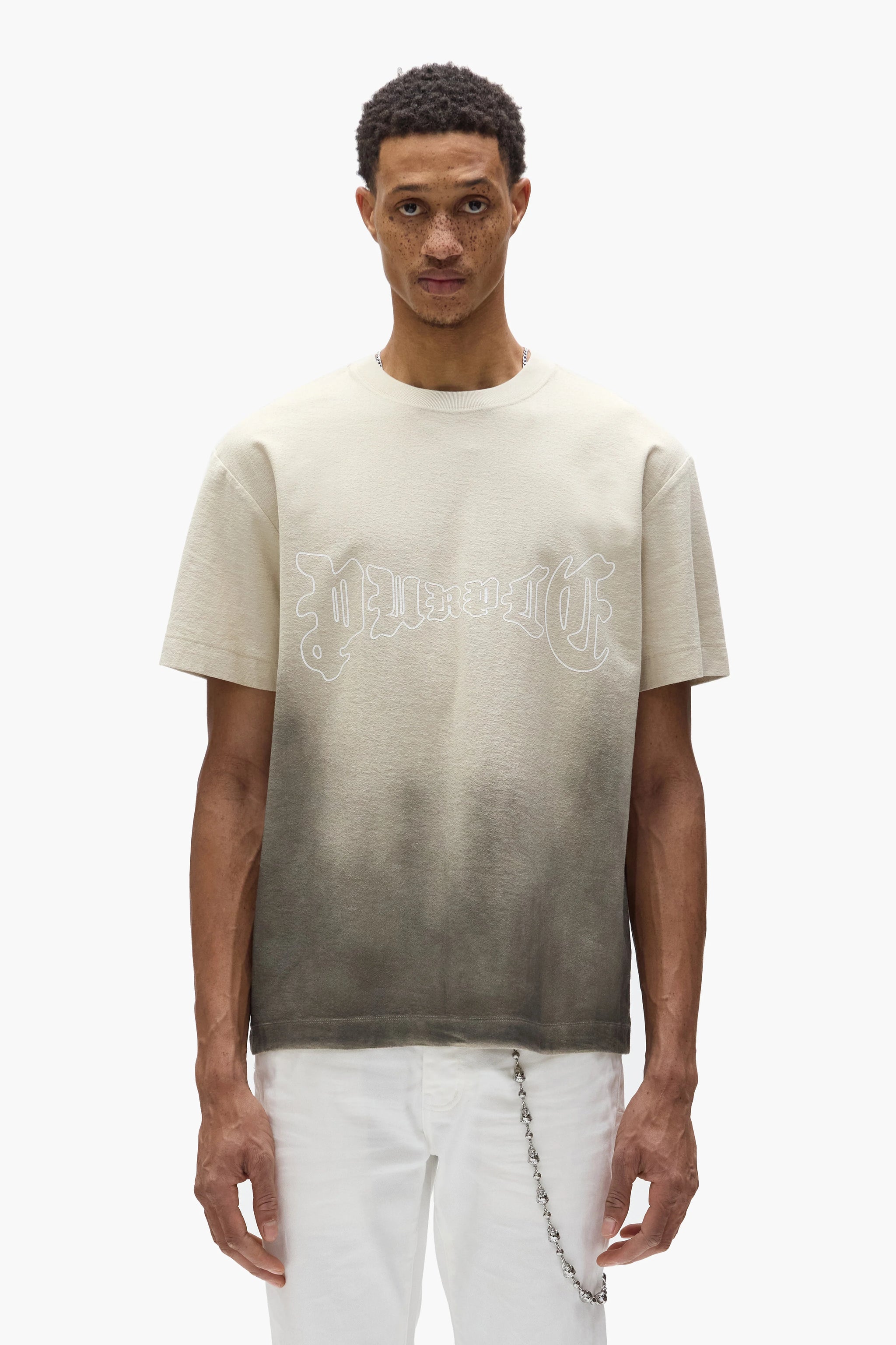 Purple Brand Gothic Outline Tee Beige