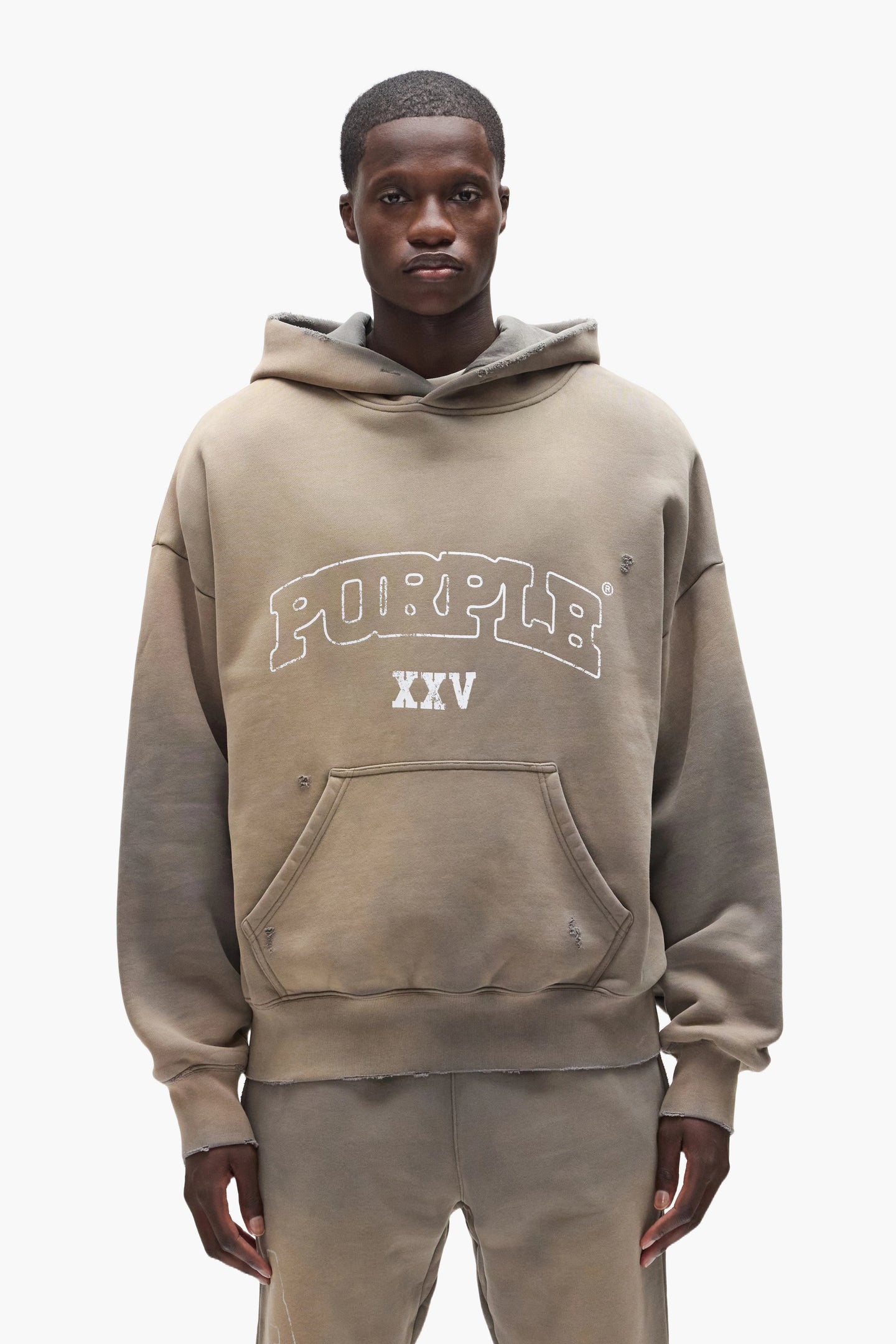 Purple Brand Slab Hoodie Grey