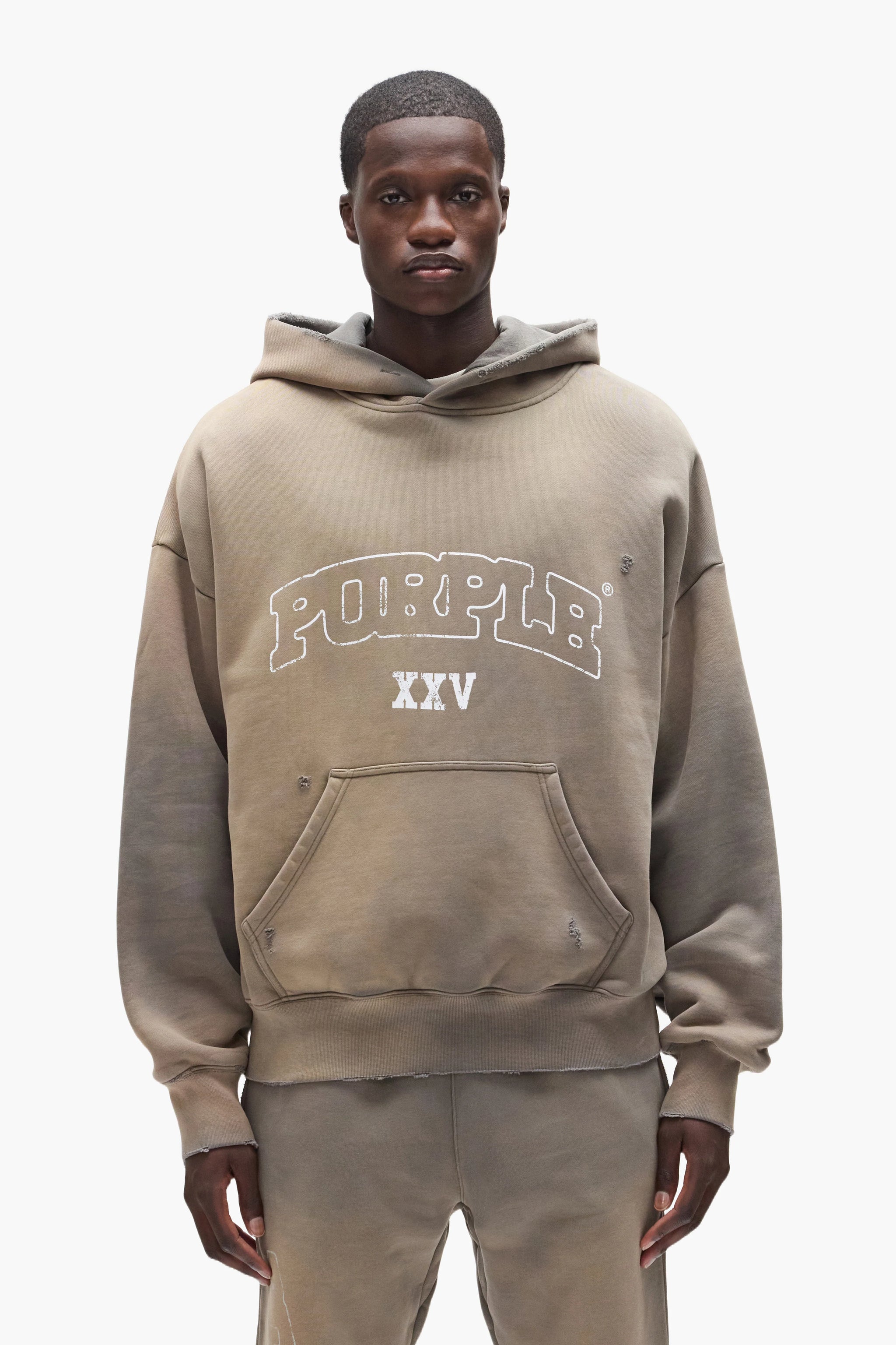 Purple Brand Slab Hoodie Grey