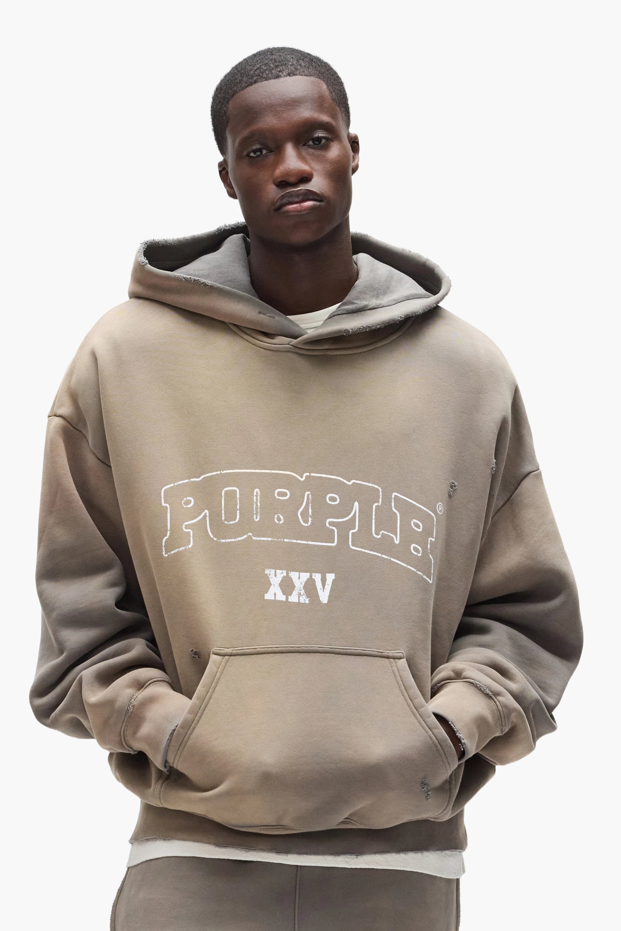 Purple Brand Slab Hoodie Grey