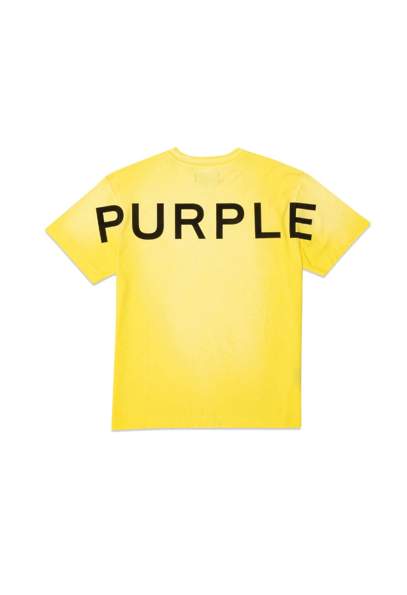PURPLE Brand Yellow Paint-Splatter Stencil Logo T-shirt Mens Size