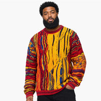 Coogi Australia Gambler Crewneck Sweater Oversized Fit Red/ Gold Multi