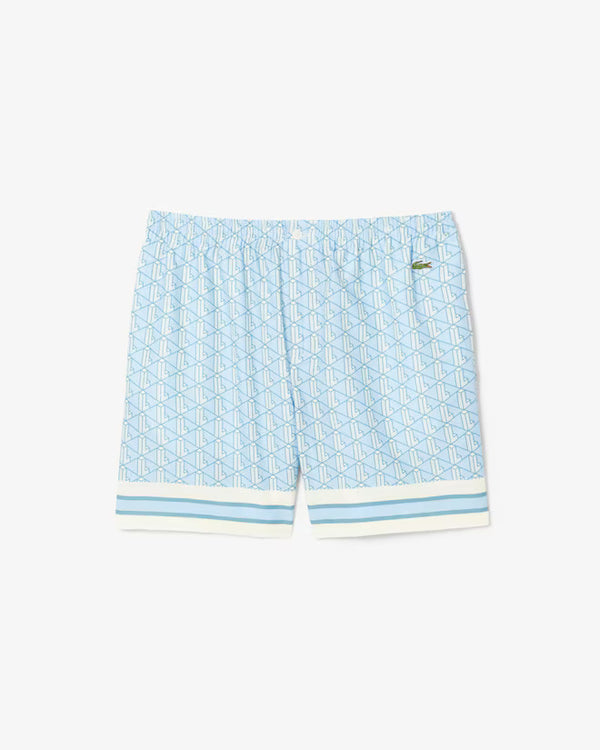 Lacoste Men’s Monogram Logo Print Relaxed Fit Shorts Light Blue – GH9928-51-GIL