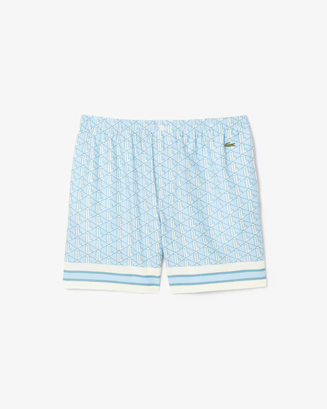 Lacoste Men’s Monogram Button Down Short Set – Blue/White