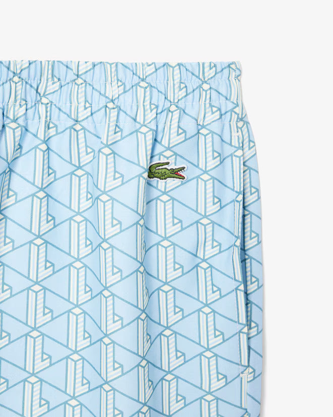 Lacoste Men’s Monogram Logo Print Relaxed Fit Shorts Light Blue – GH9928-51-GIL
