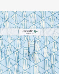 Lacoste Men’s Monogram Logo Print Relaxed Fit Shorts Light Blue – GH9928-51-GIL