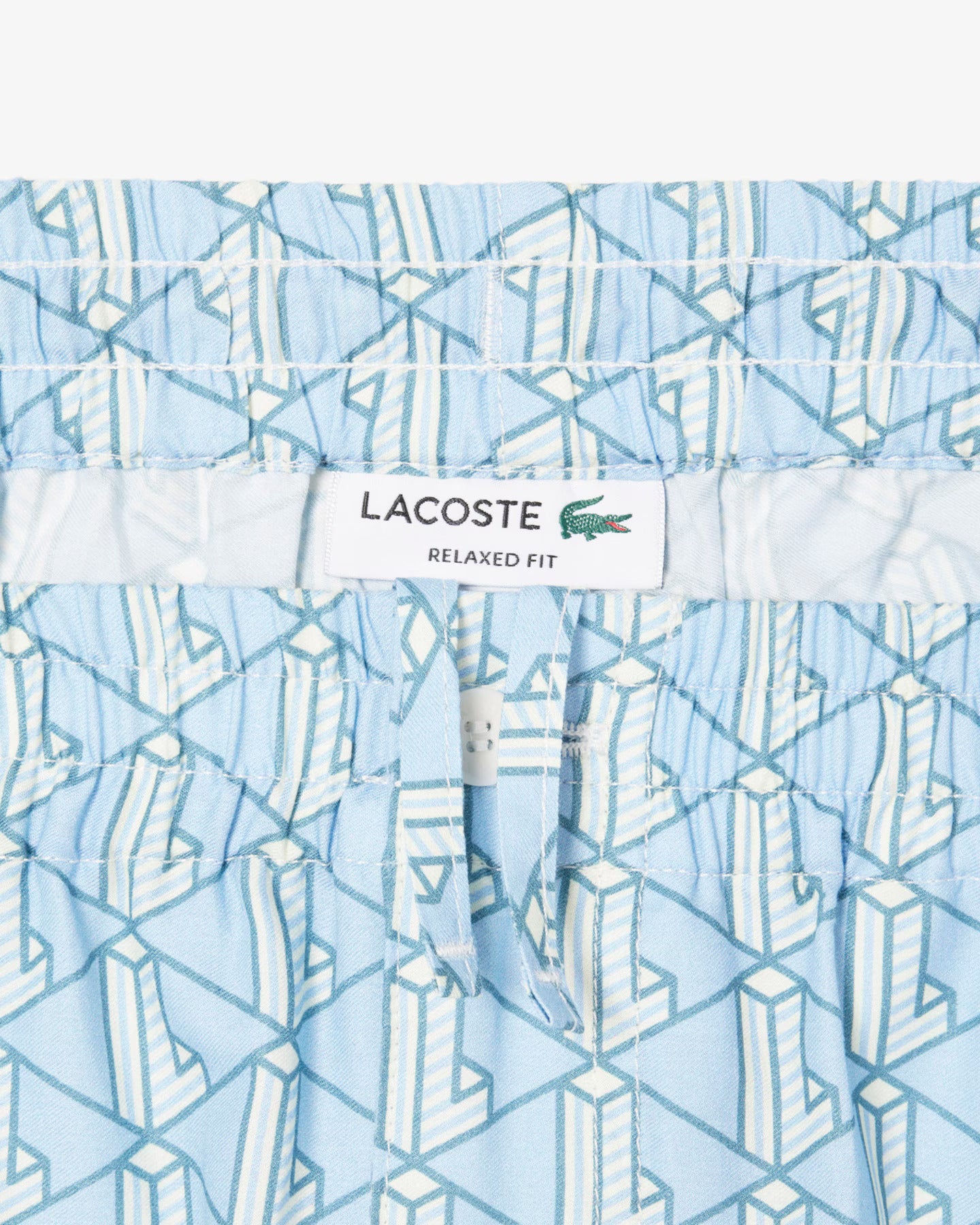 Lacoste Men’s Monogram Logo Print Relaxed Fit Shorts Light Blue – GH9928-51-GIL