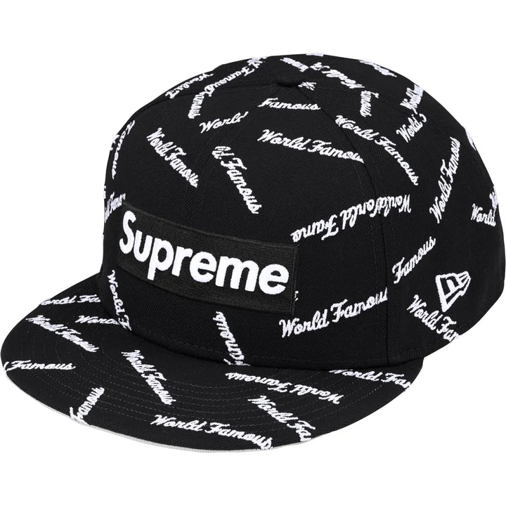 Supreme World Famous Box Logo New Era Fitted Hat Black