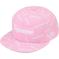 Supreme World Famous Box Logo New Era Fitted Hat Light Pink
