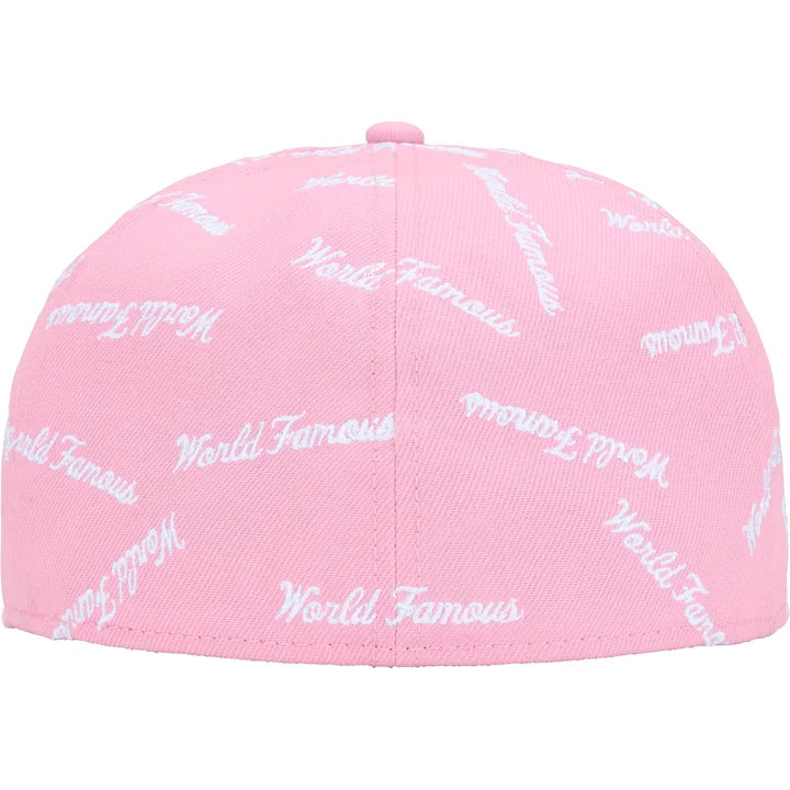 Supreme World Famous Box Logo New Era Fitted Hat Light Pink