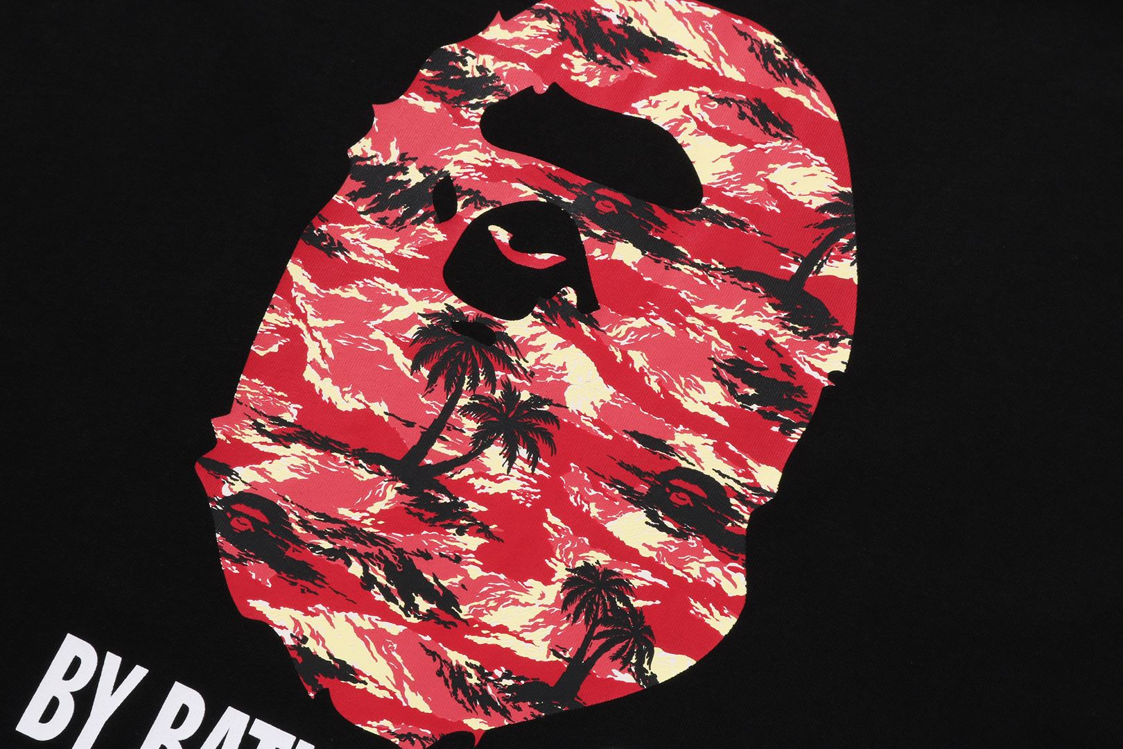 Bape Men's Palm Tree Camo Relaxed Fit Tee Black