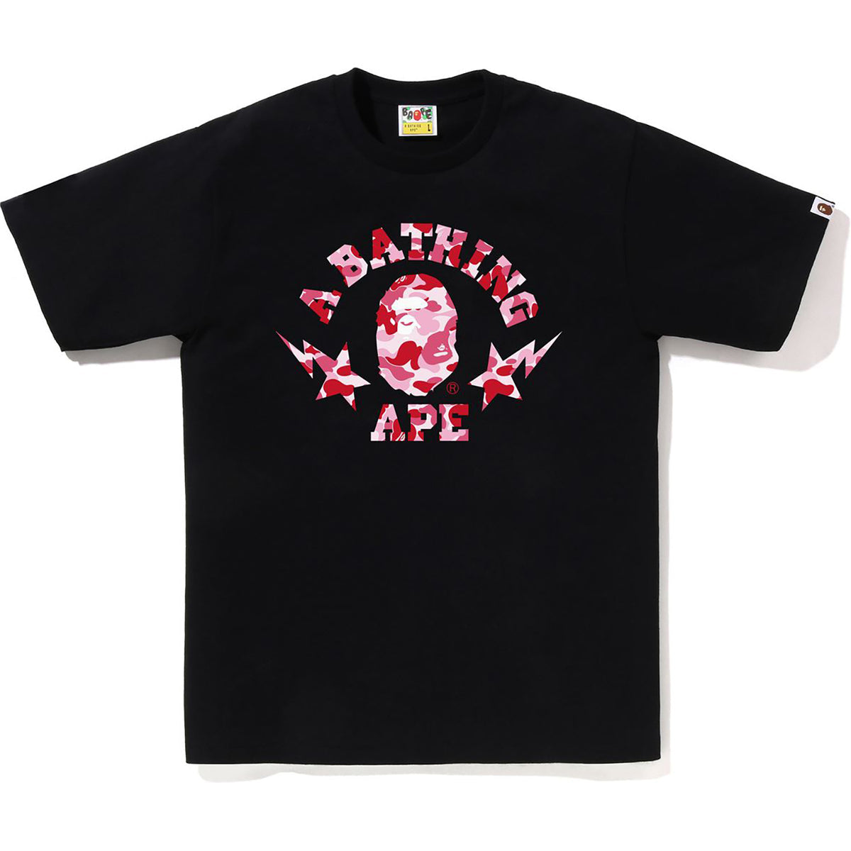 Bape Men’s Abc Camo Sta College Tee Black X Pink
