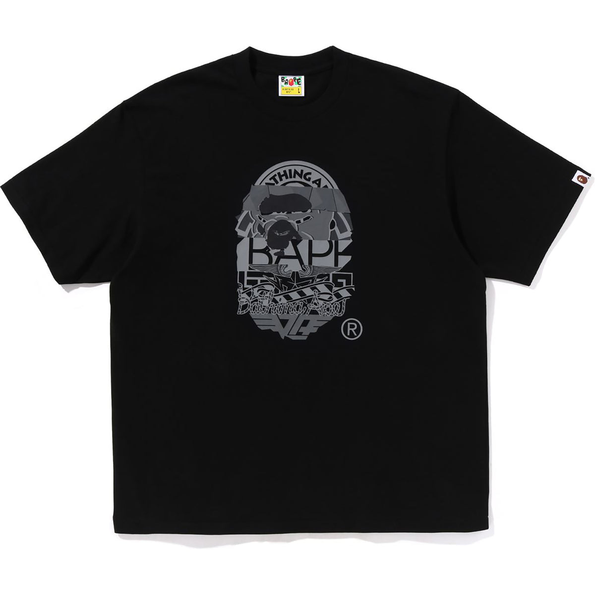 Bape Men's Multi Logo Ape Head Relaxed Fit Tee Black