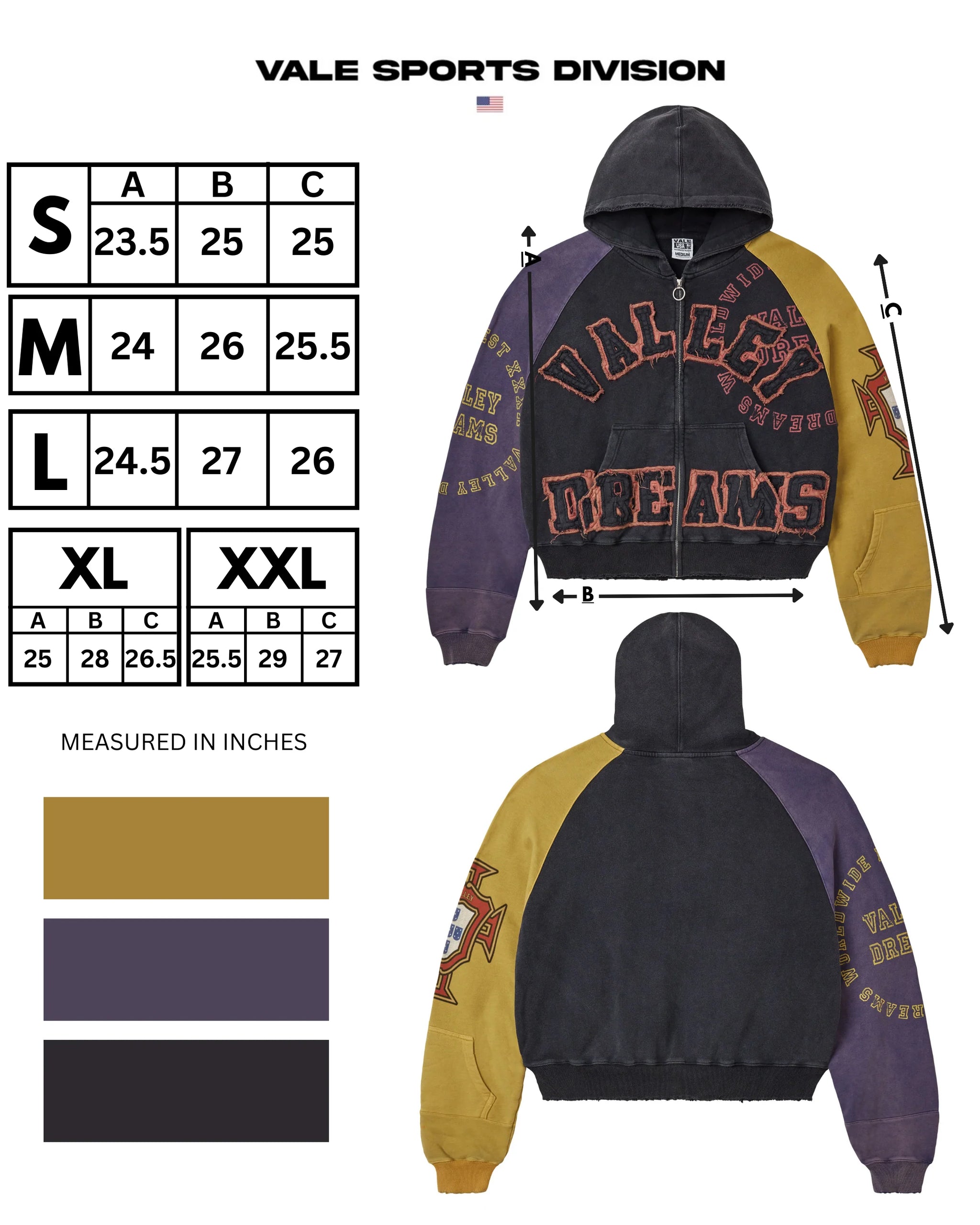 Vale Forever Crest Zip Up Hoodie Black