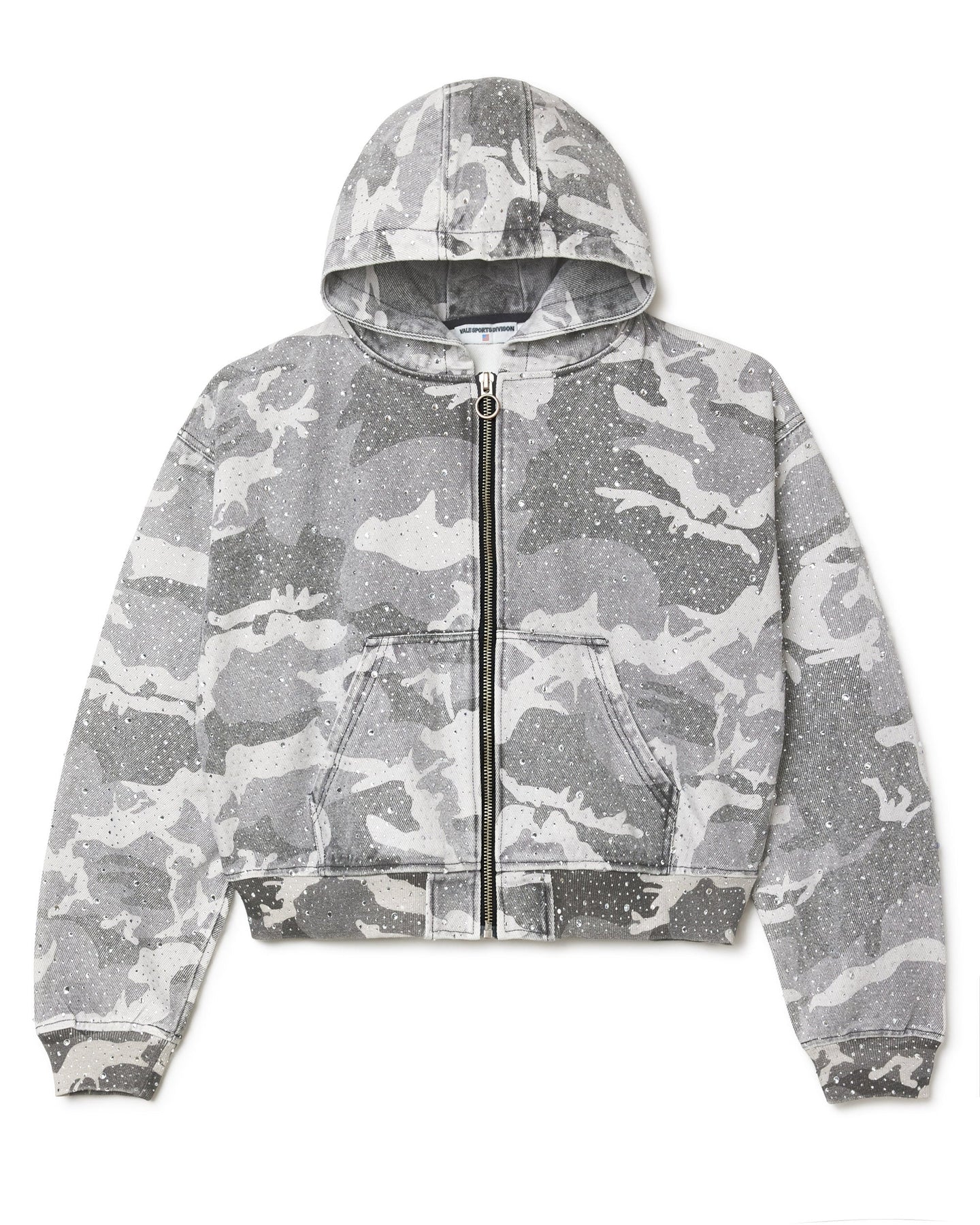 Vale Forever Winter Crystal Camo Work Jacket Zip Up Hoodie White