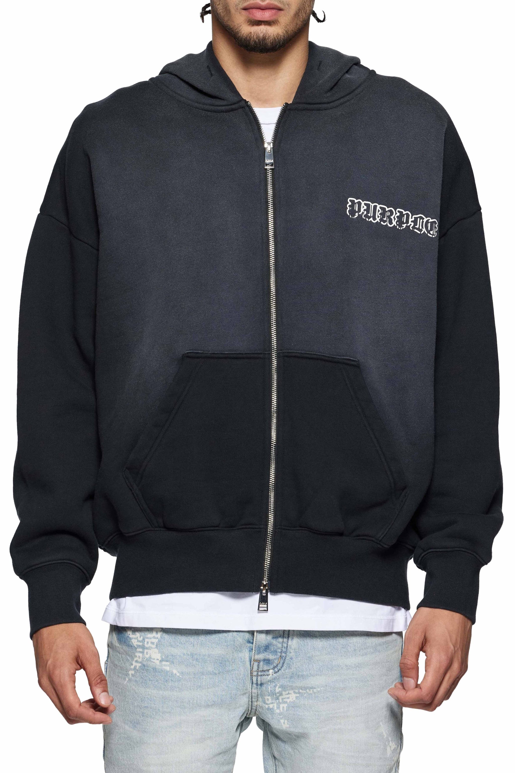 Purple brand Gothic Wordmark Drip hoodie Black