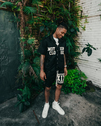 Mixed Emotion “Backyard” Nylon Short Set Black