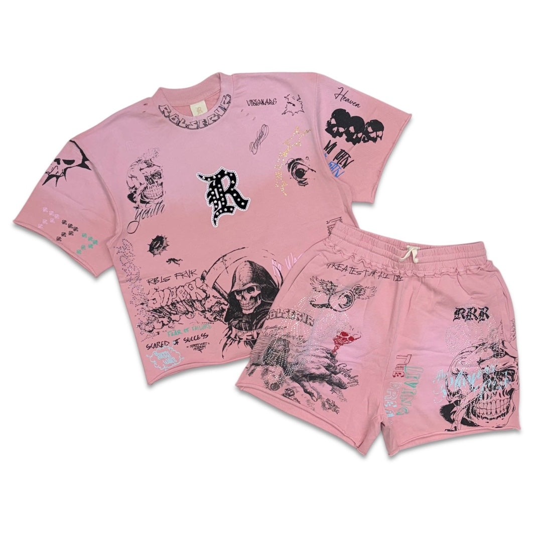 Rebel Living The Dreams Short Set pink