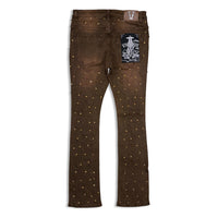 Vicious Denim Men's Stacked Embellished Jeans Brown