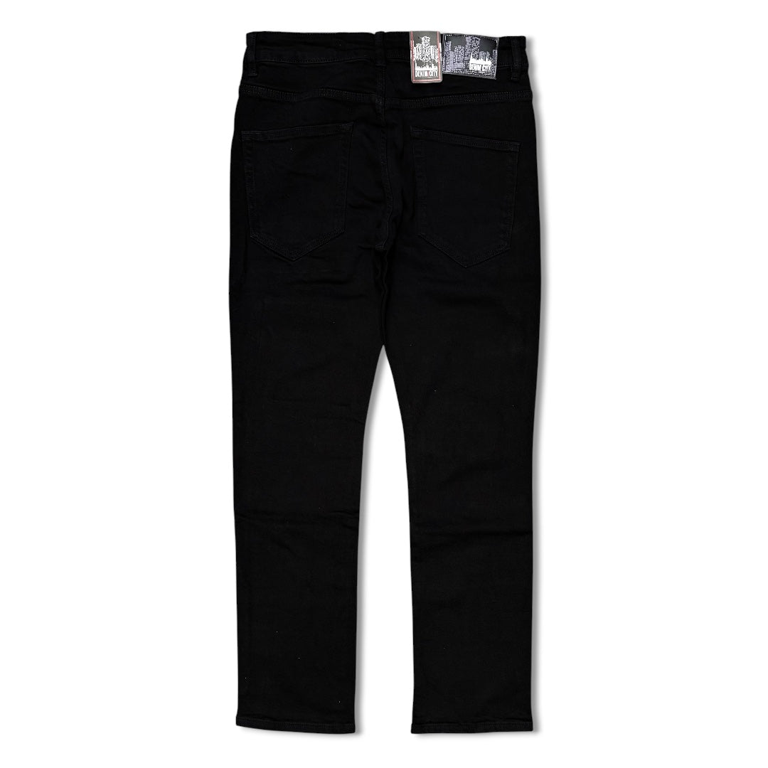 Denimicity Men's Cut Patched Jeans Jet Black
