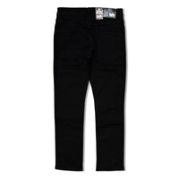 Denimicity Men's Cut Patched Jeans Jet Black