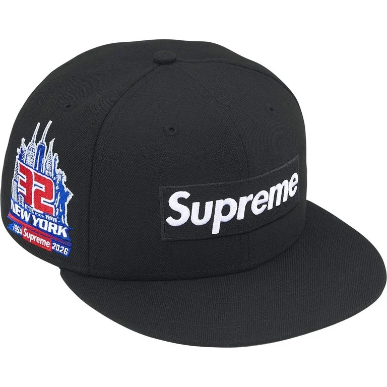 Supreme Shop Anniversary Box Logo 59FIFTY Fitted Hat Black New York