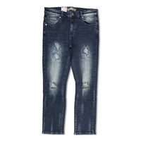 Denimicity Men's Cut Patched Jeans Dark Blue Wash