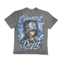 G west Men's Scarface Rhinestone Tee Grey/Blue