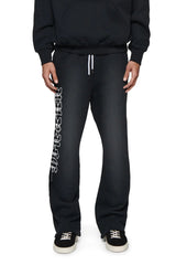 Purple Brand - Gothic Wordmark Drip Fleece flared Pant - Black - P459-HBGW125