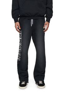 Purple Brand - Gothic Wordmark Drip Fleece flared Pant - Black - P459-HBGW125