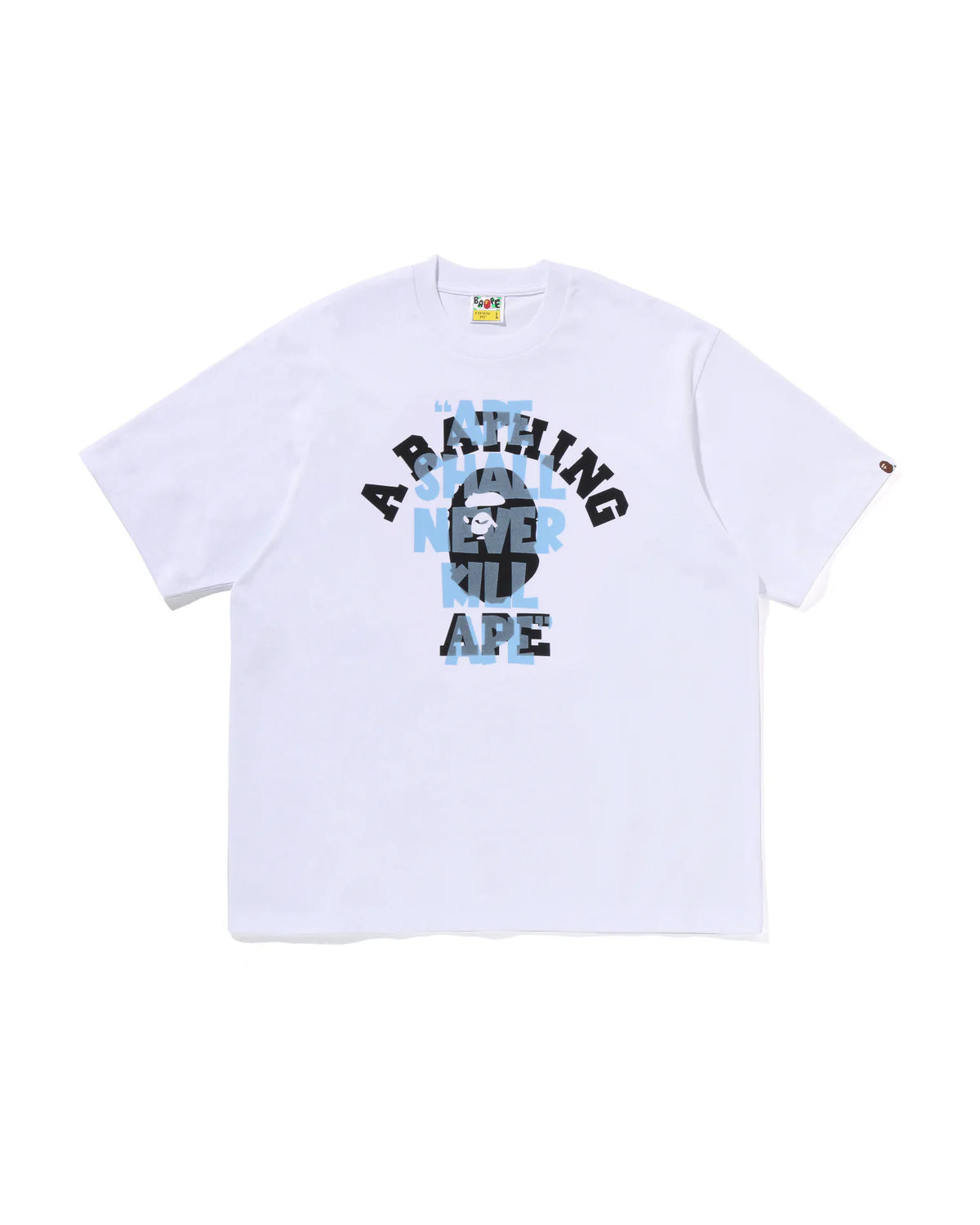 Bape Ape Shall Never Kill Ape College Tee White X Blue