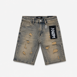 Anom 'Scar' Denim Shorts Vintage Yellow Wash