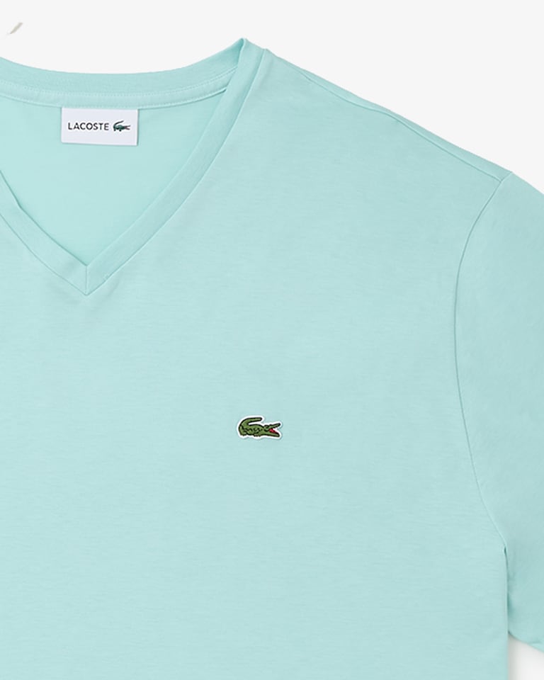 Lacoste Men’s Lightweight Pima Cotton V-Neck T-Shirt Mint Green – TH6710-51-LGF
