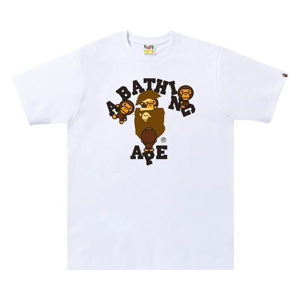 BAPE Men’s College Milo Graphic Tee – White/Brown