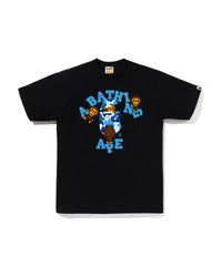Bape Abc Camo College Milo Tee Black X Blue