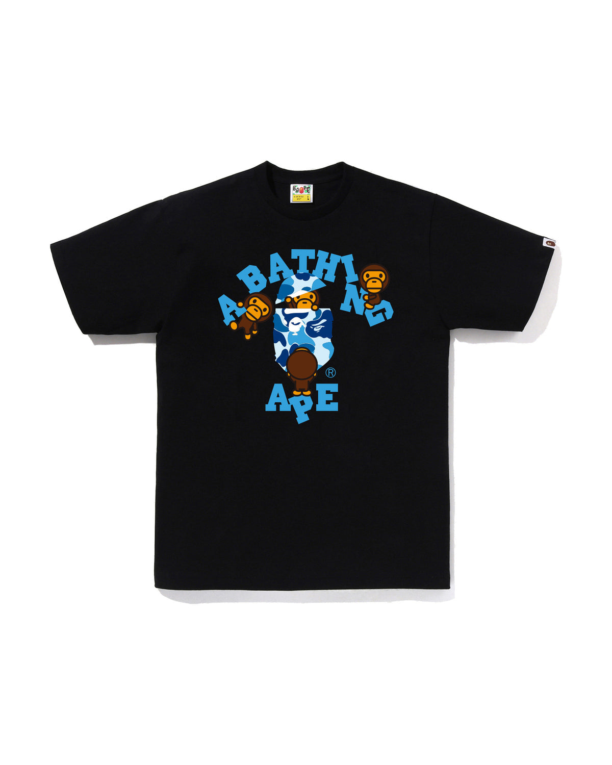 Bape Abc Camo College Milo Tee Black X Blue