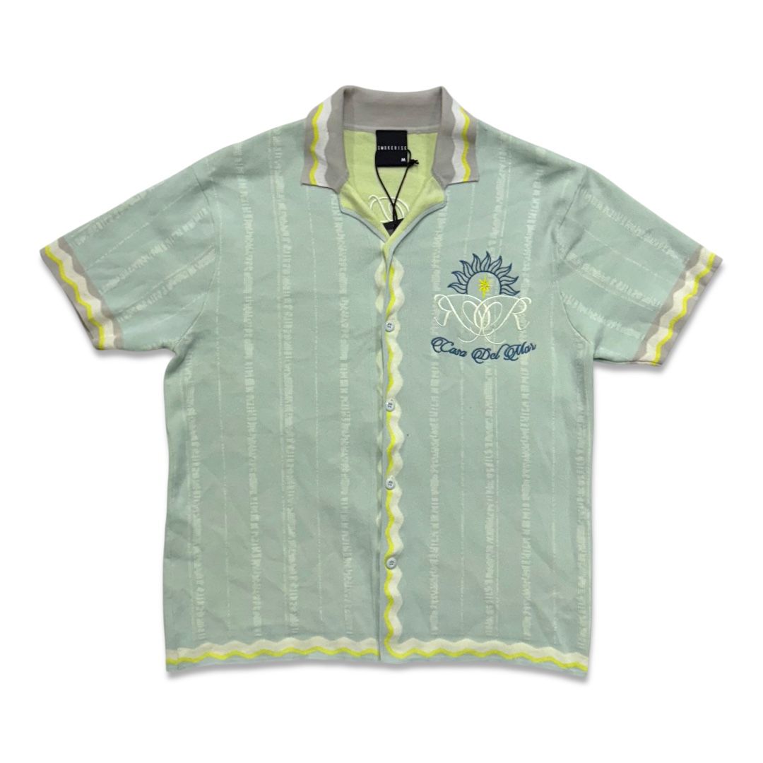 Smoke Rise Havana Jacquard Button-Up Shirt – Mint Green