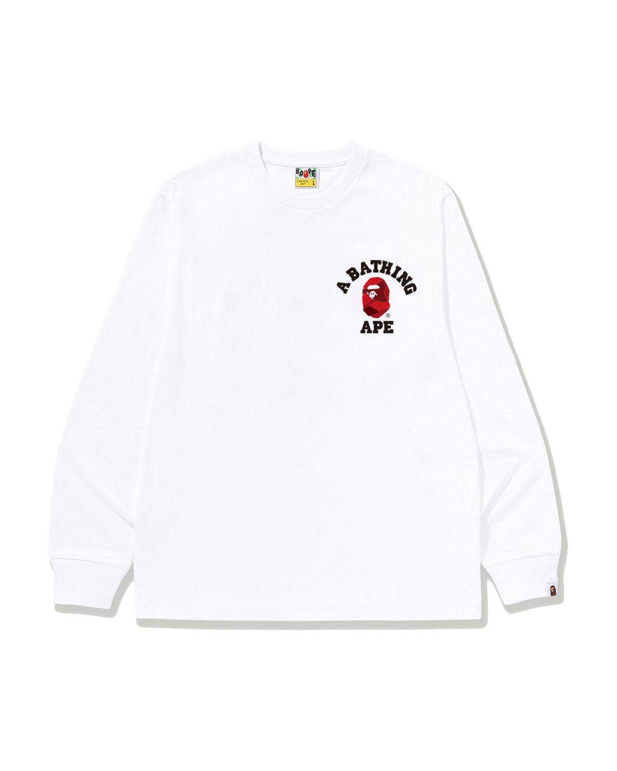 Bape Color Camo College Ats L/S Tee White X Red