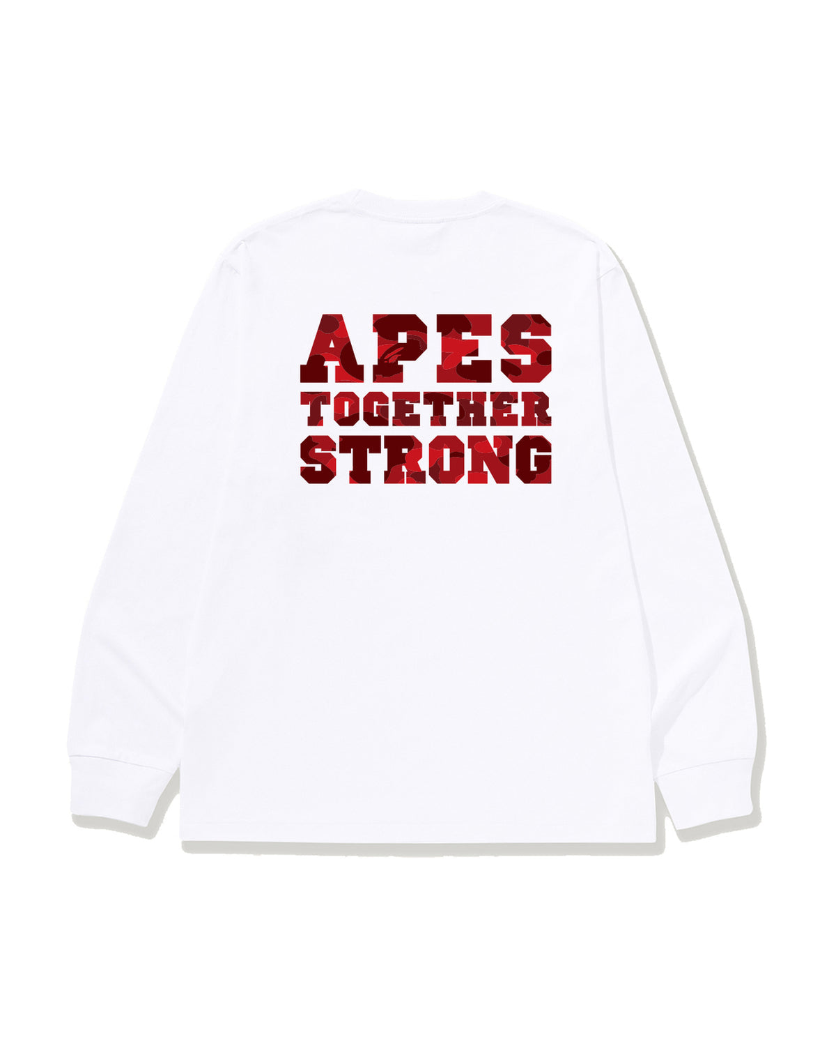 Bape Color Camo College Ats L/S Tee White X Red