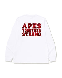 Bape Color Camo College Ats L/S Tee White X Red