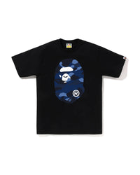 Bape Men’s Color Camo Big Ape Head Tee Black X Navy Blue