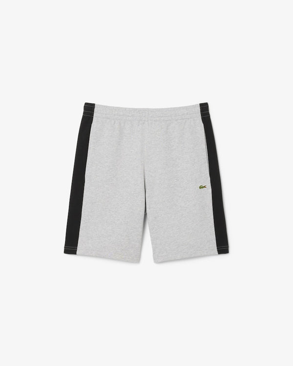 Lacoste Men’s Cotton Fleece Colorblock Shorts Grey Chine/Black - GH9597-51-LY3