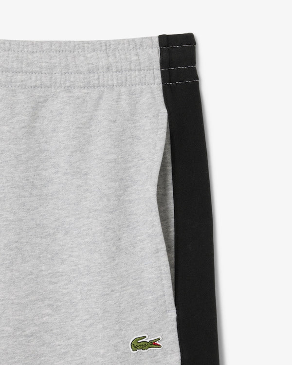 Lacoste Men’s Cotton Fleece Colorblock Shorts Grey Chine/Black - GH9597-51-LY3