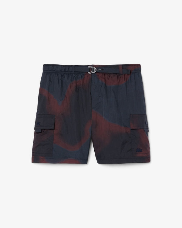 Lacoste Men’s Ombré Print Nylon Cargo Shorts – Navy Blue GH9659-51-EIX