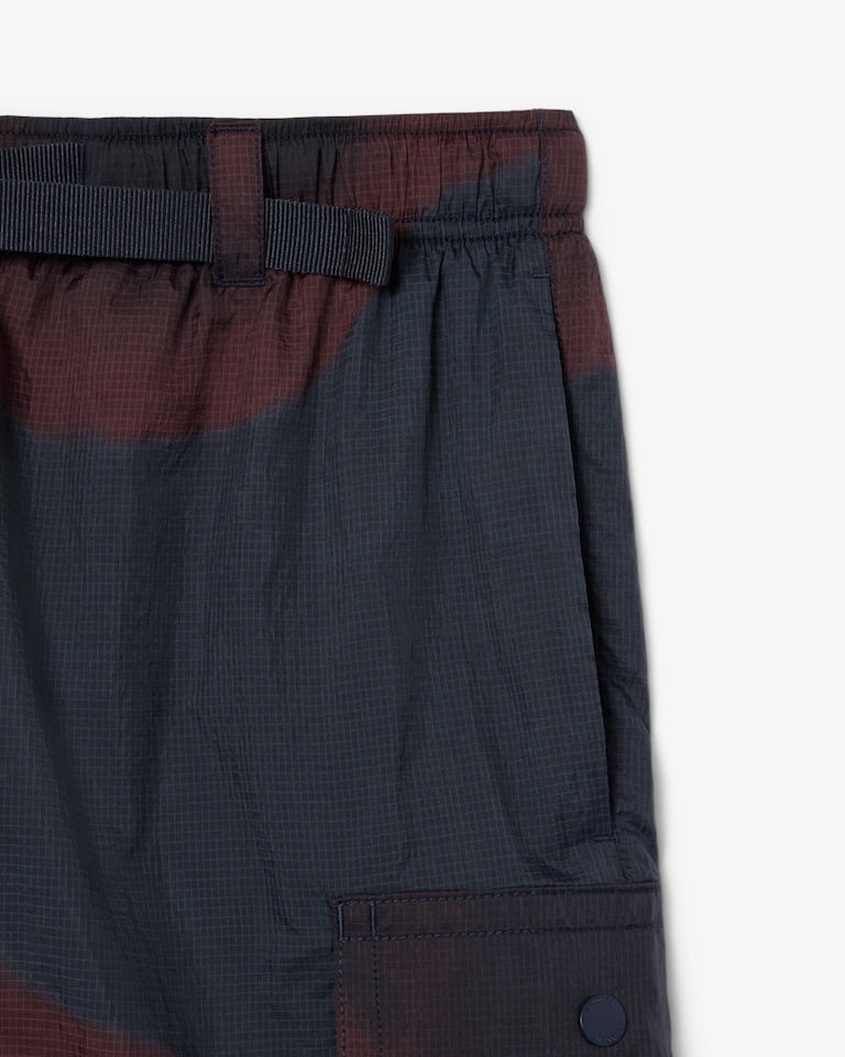 Lacoste Men’s Ombré Print Nylon Cargo Shorts – Navy Blue GH9659-51-EIX