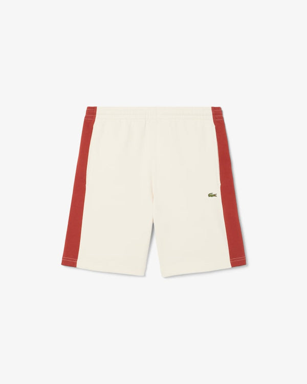 Lacoste Men’s Cotton Fleece Colorblock Shorts – Cream/Brown GH9597-51-HBI