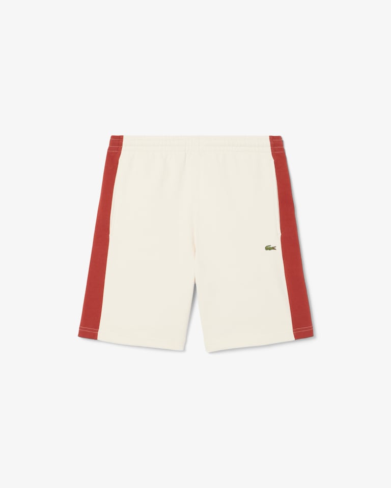 Lacoste Men’s Cotton Fleece Colorblock Shorts – Cream/Brown GH9597-51-HBI
