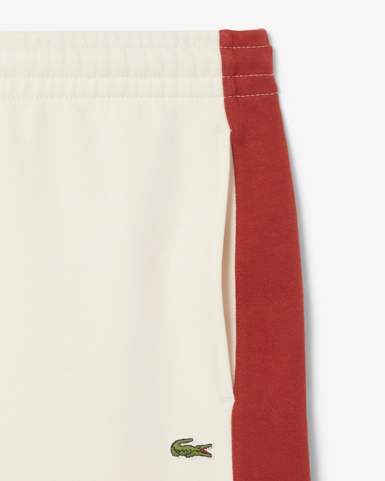 Lacoste Men’s Cotton Fleece Colorblock Shorts – Cream/Brown GH9597-51-HBI